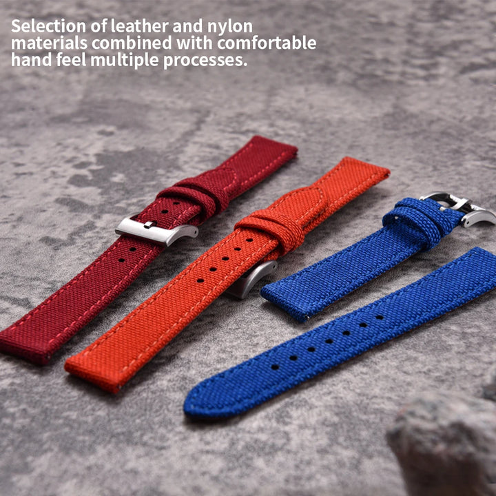 Sailcloth Leather Watch Strap – 18-22mm Quick Release