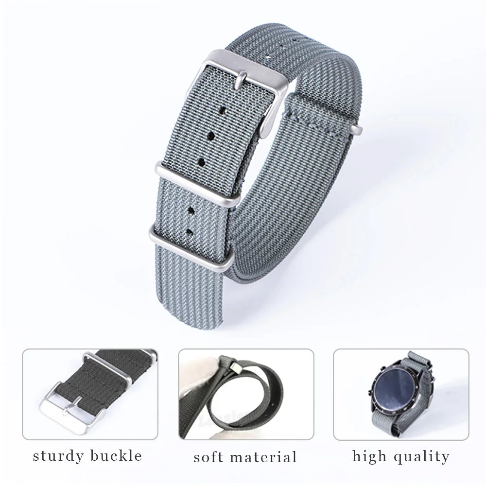 18mm 20mm 22mm High Quality Nylon Strap Military for Rolex Braid Ribbed Sport Bracelet for Samsung Galaxy Watch4/3/5 Watchband