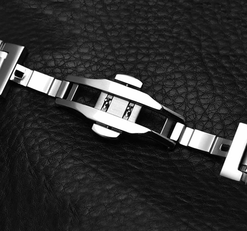 Curved End Universal Strap 12/13/14/15/16/17/18/19/20/21/22/23/24mm Solid Stainless Steel Watch Bands for Tissot Butterfly Clasp