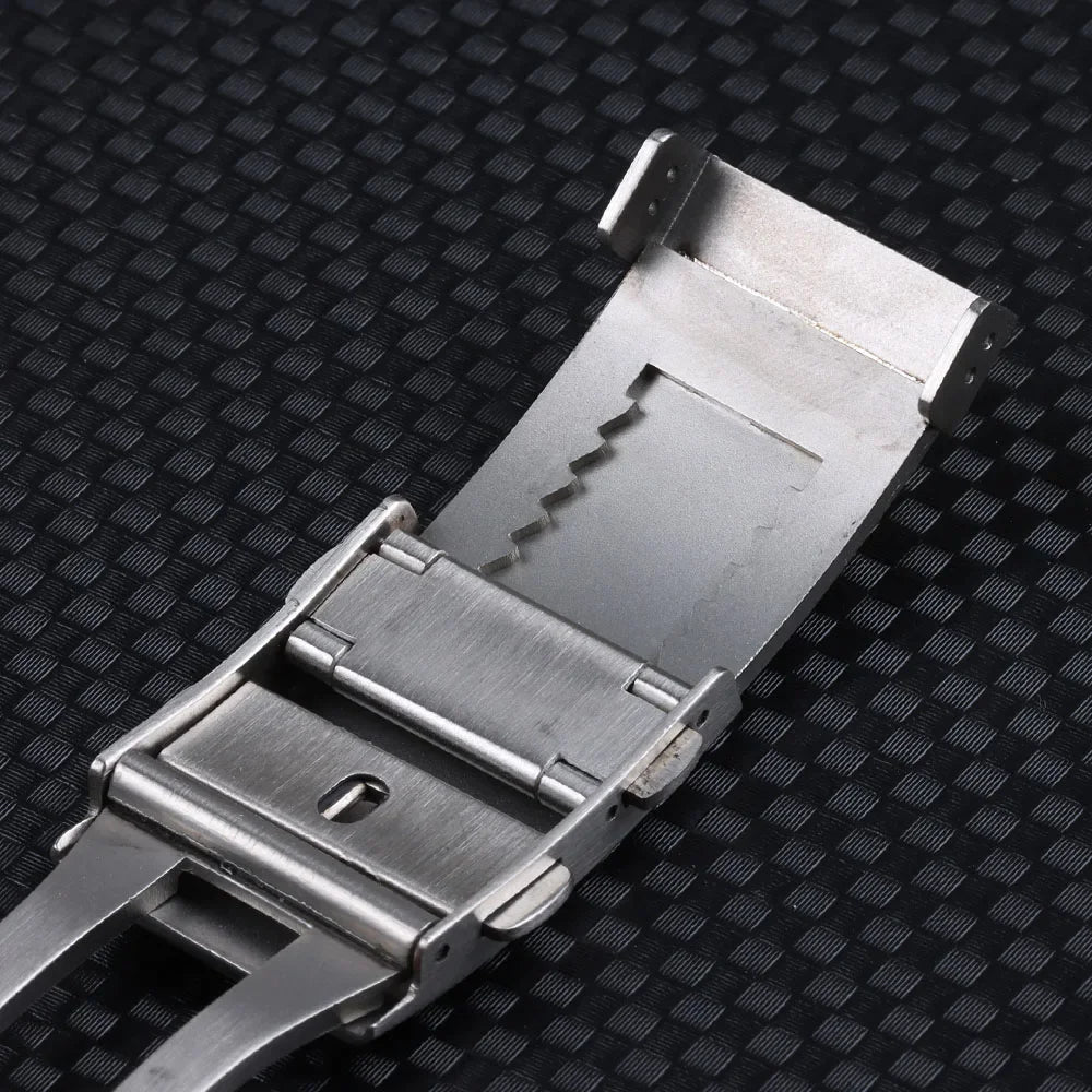 316L Stainless Steel Folding Watch Clasp (18/20/22mm, Brushed Silver)