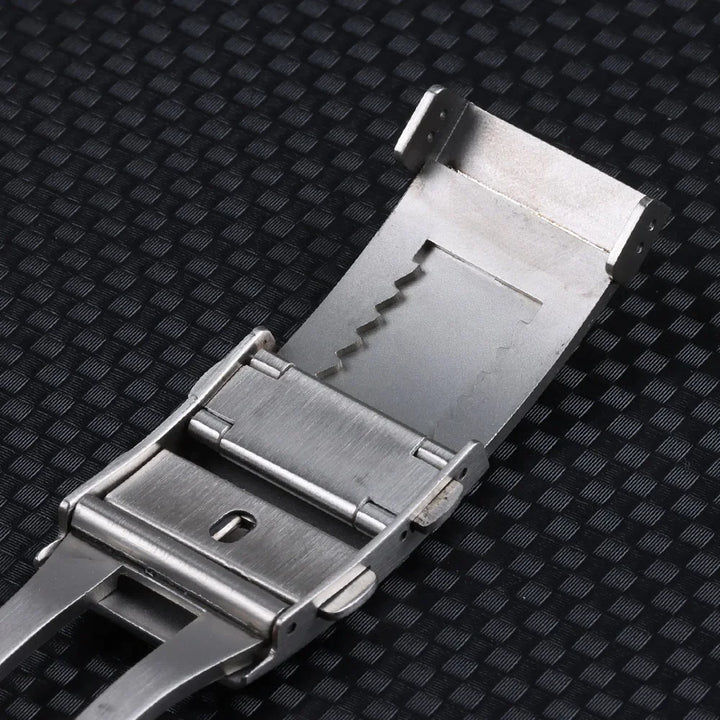 316L Stainless Steel Folding Watch Clasp (18/20/22mm, Brushed Silver)