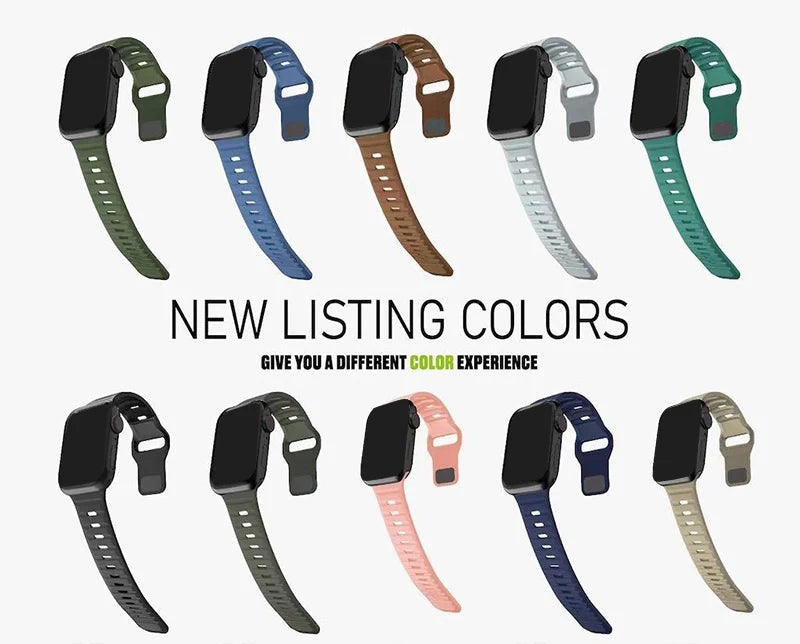 Silicone Apple Watch Band 38–49mm for iWatch Series 3–8 & Ultra