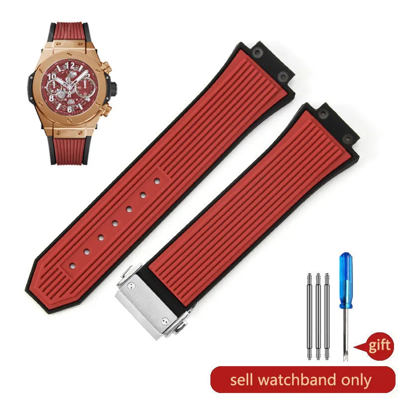 Soft Silicone Watch Band 27×17mm for Hublot Big Bang (Waterproof, Steel