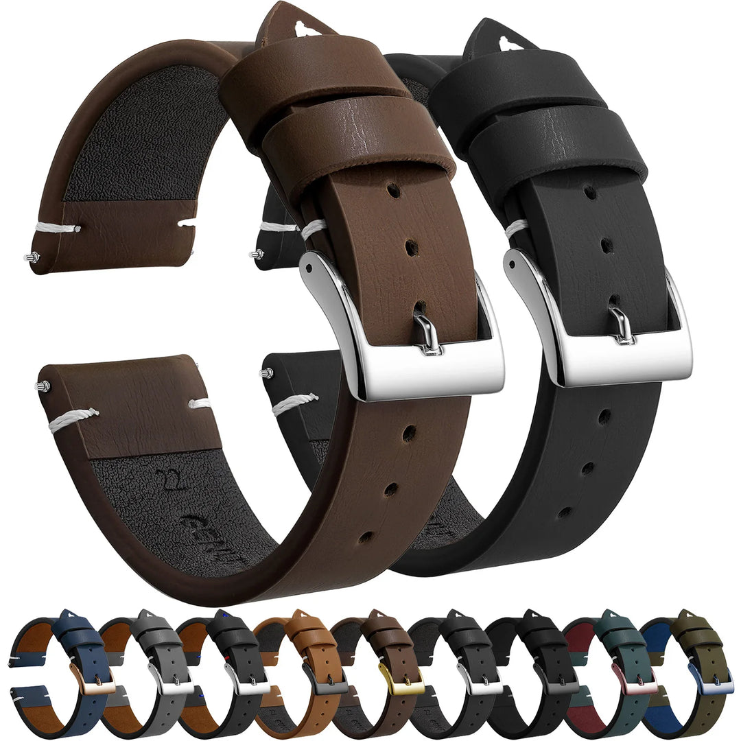 New Sport Vintage Leather Watch Band 18–22mm with Stainless Steel Buckle