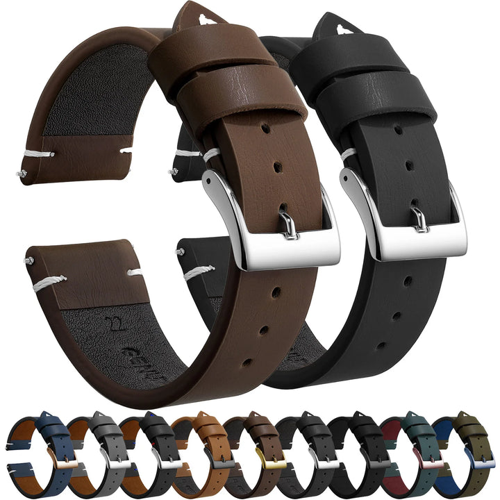 New Sport Vintage Leather Watch Band 18–22mm with Stainless Steel Buckle