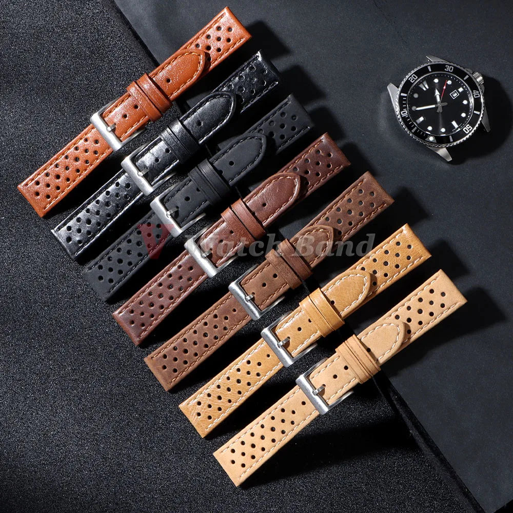 Genuine Cowhide Leather Watch Strap – 18/20/22mm, Soft & Breathable
