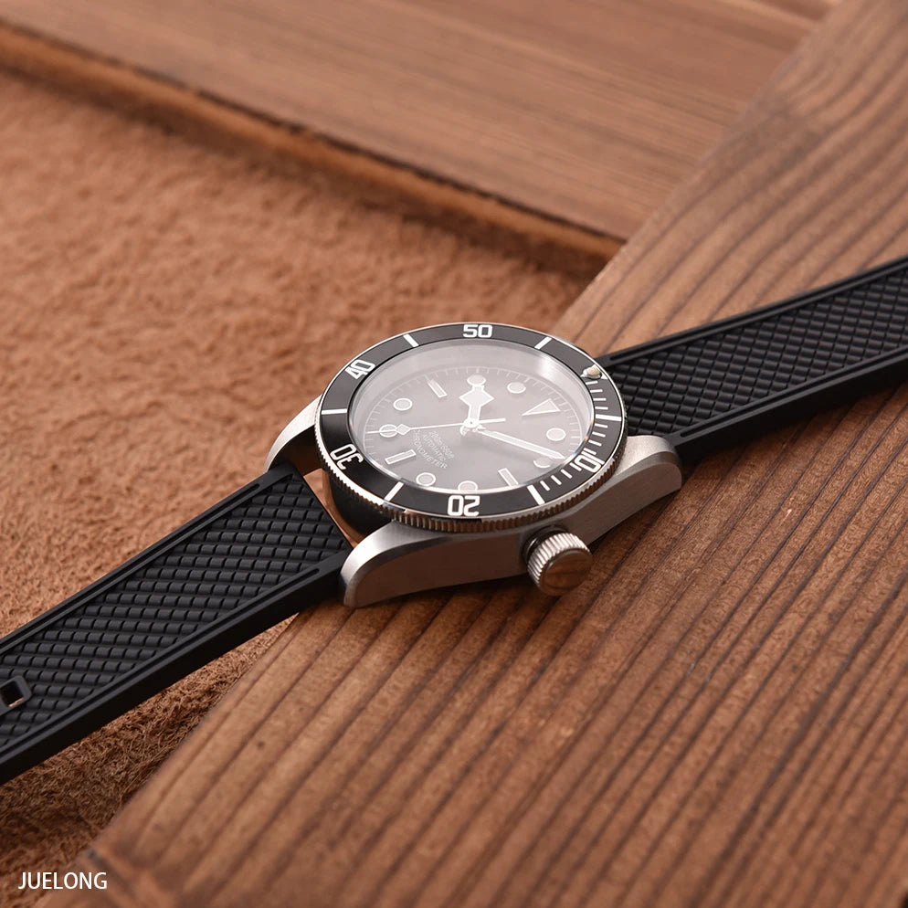 HAISCH Bullet-Shaped FKM Rubber Watch Strap – 18-24mm, Quick Release, Waterproof