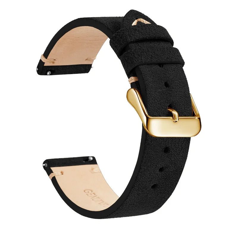 Genuine Leather Quick-Release Watch Strap 14–22mm