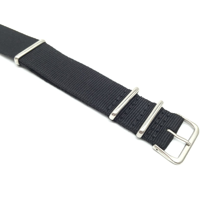 Black Woven Nylon Watch Strap 16–24mm Military Style