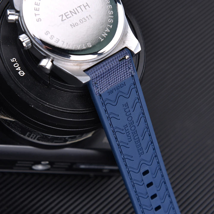 JUELONG New Design FKM Watch Strap 20mm 22mm Quick Release Hybrid Fluoro Rubber Saffiano Leather Watchbands