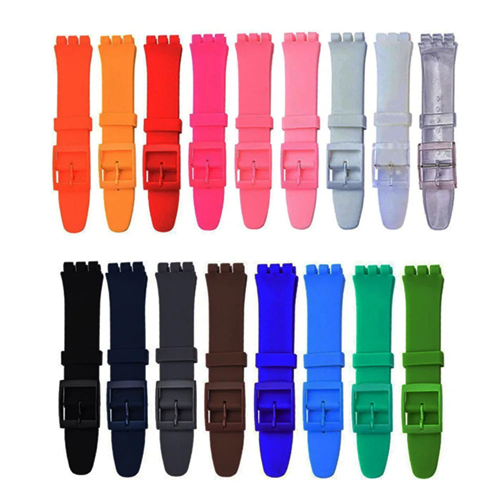 Soft Silicone Colorful Watch Strap for Swatch – 16-20mm with Tool