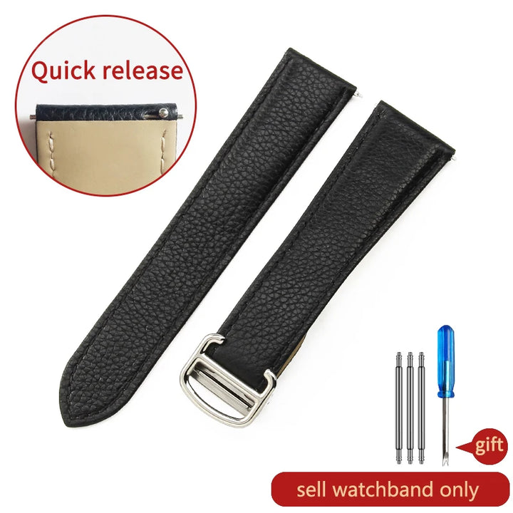 Cowhide Watch Strap Accessories for Cartier Tank – 16–23mm, Stainless Steel