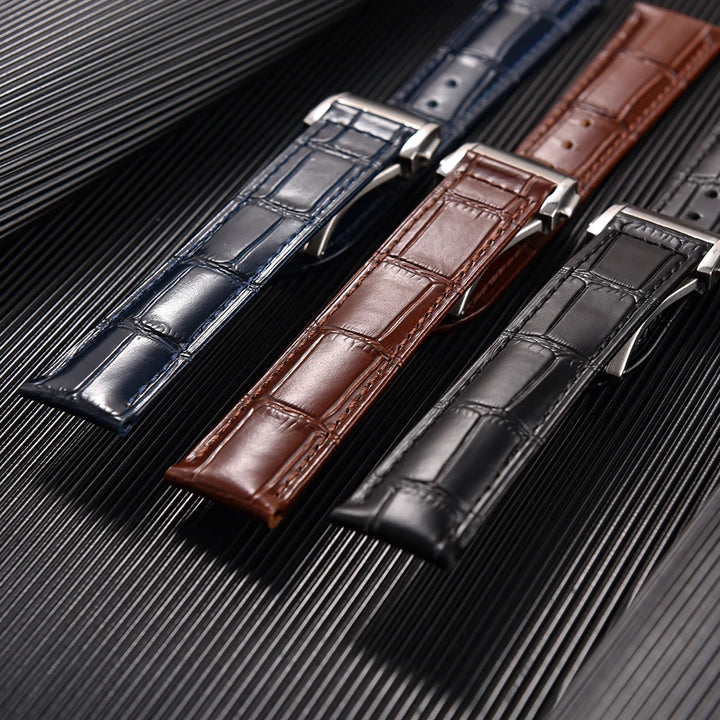 Calfskin Leather Watch Strap 19mm20mm 21mm 22mm For Omega 007 Seamaster 300 De ville AT150 Commander Folding Buckle Bracelet Men