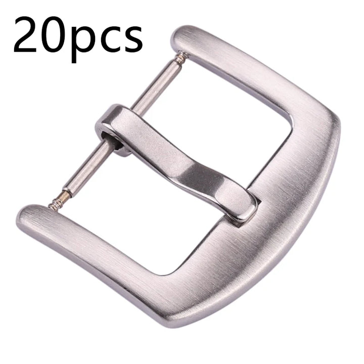 20pcs Metal Watch Buckles – Stainless Steel (18–24mm) Silver/Black/Gold