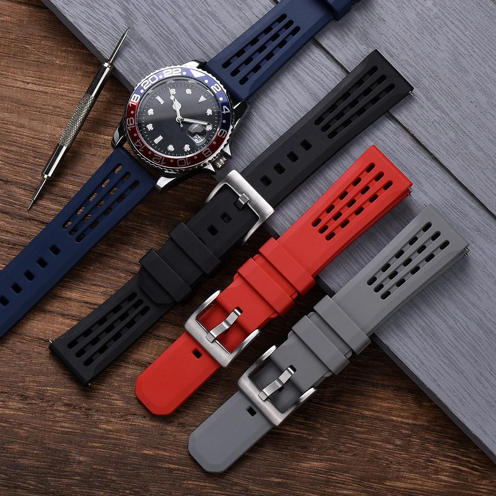 NATOBELT High Quality Porous Structure FKM Fluorine Rubber Watch Strap 20mm 22mm New Design Quick Release FKM Rubber Watchbands