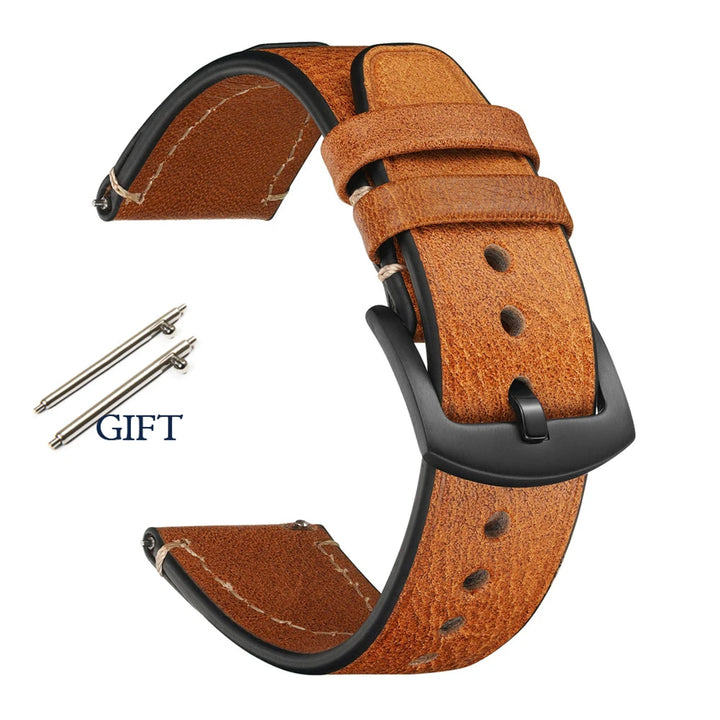Retro Genuine Leather Watch Strap – 18-22mm for Seiko SNXS79 & Rolex Oyster