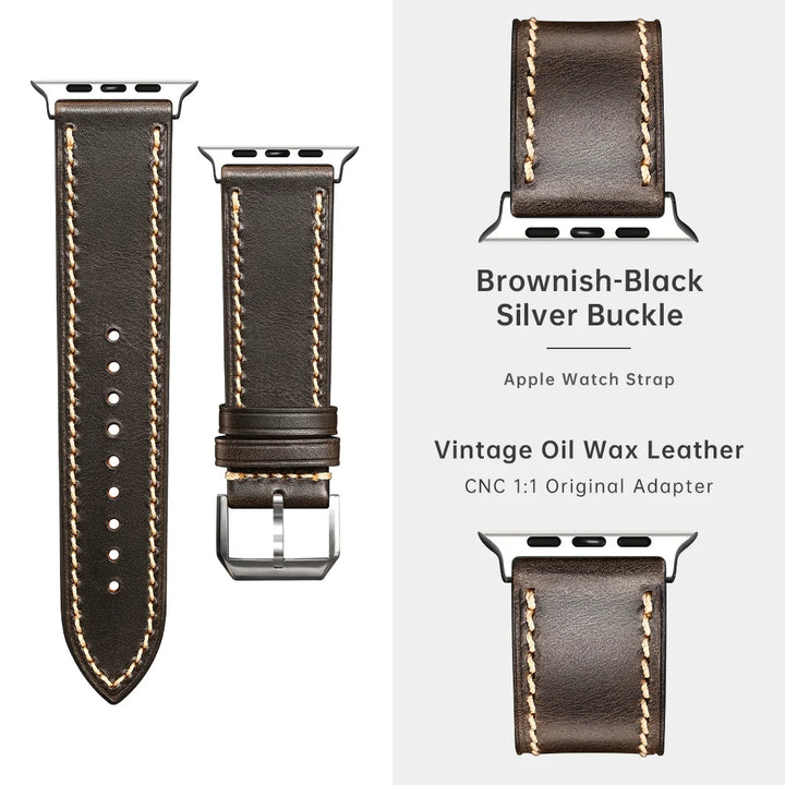 Apple Watch Luxury Cow Leather Strap For Ultra 2 49mm Band Series 9 8 7 6 5 SE 45mm 44mm 41mm 40mm Handmade Watchbands