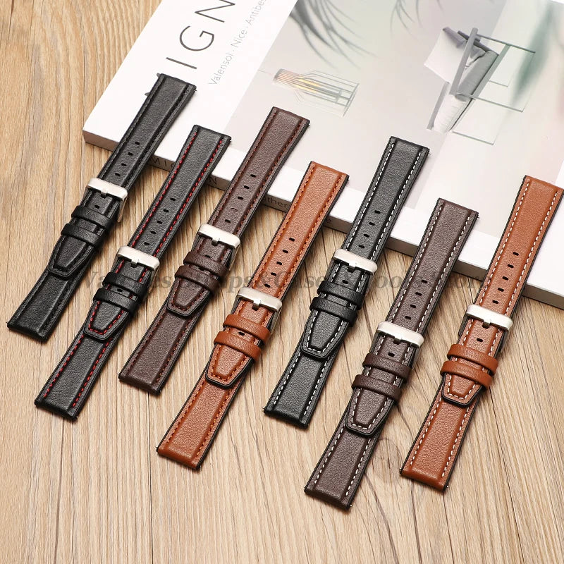 Silicone & Leather Watch Strap for Huawei & Samsung – 18–46mm
