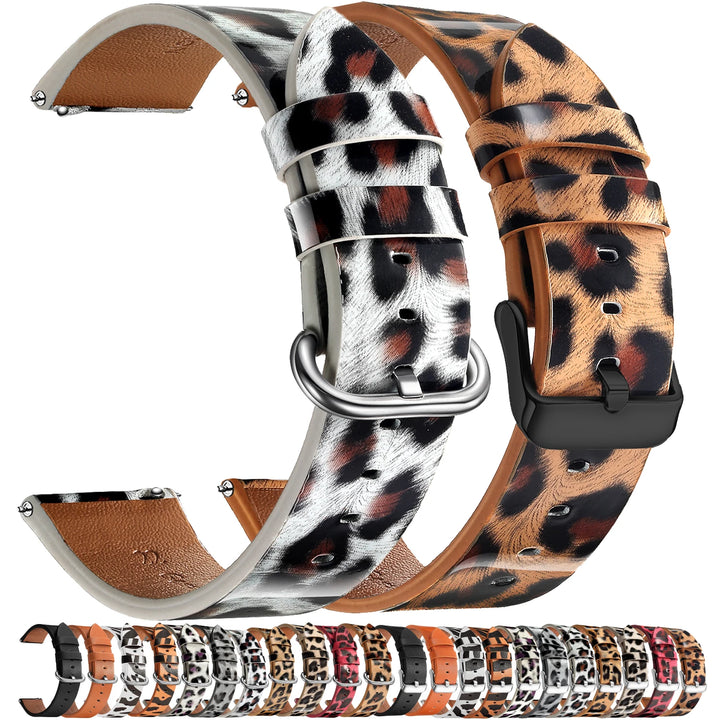 Leopard Print Leather Watch Strap 20/22mm (Quick Release)