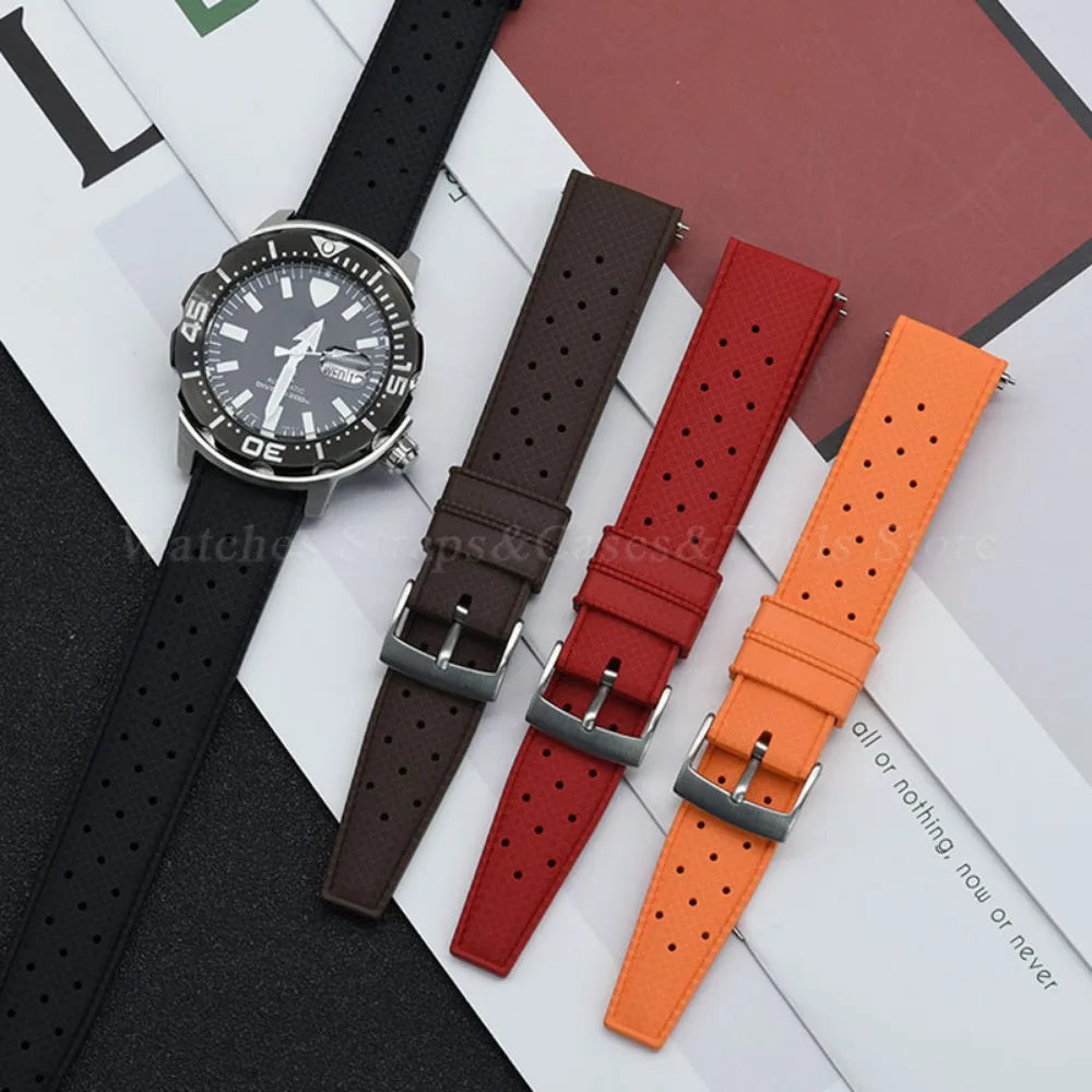 Premium Grade Tropic Silicone Watch Strap 20mm 22mm For Seiko For Oris For Omega Quick Release Diving Waterproof Rubber Bracelet