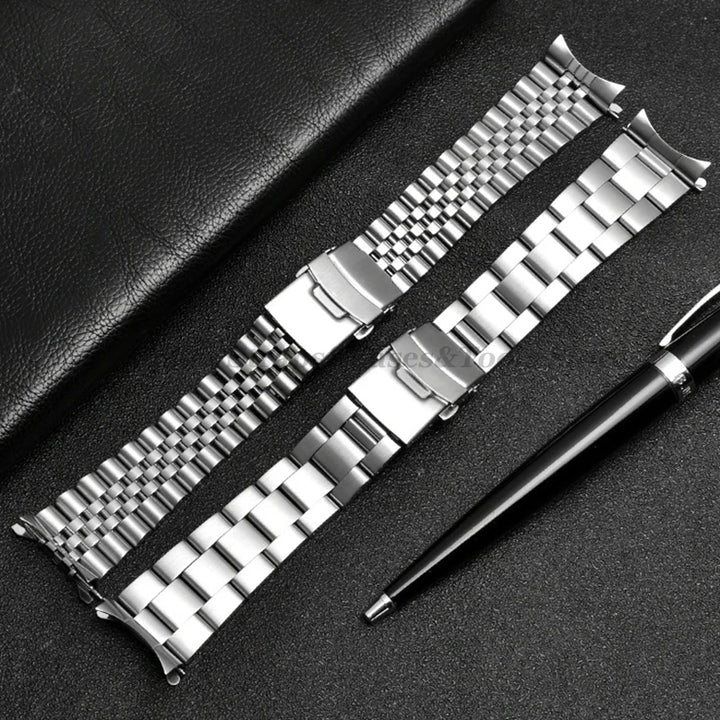 Solid Stainless Steel Watch Strap 18–22mm for Seiko, Jubilee & Oyster