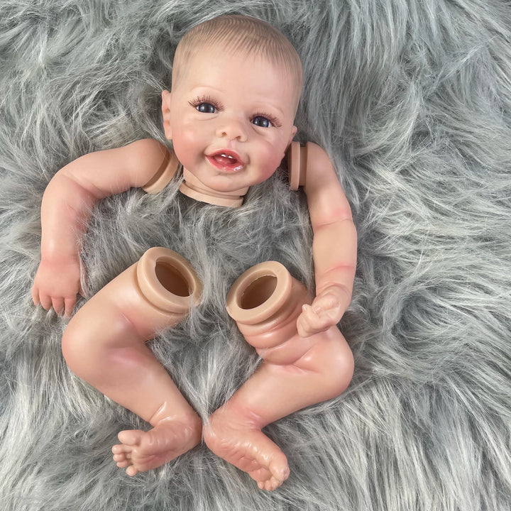 17″ Finished Painted Blossom Reborn Doll Kit – 3D Skin, Visible Veins with Eyelashes & Cloth Body