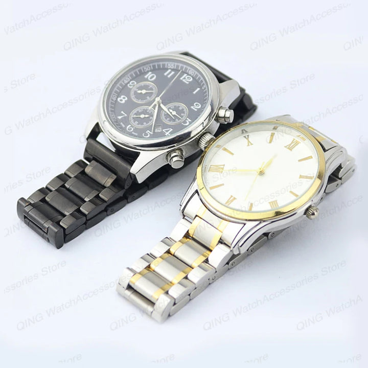 Arc Flat-End Stainless Steel Watchband – Universal, 12–24mm, Butterfly Clasp