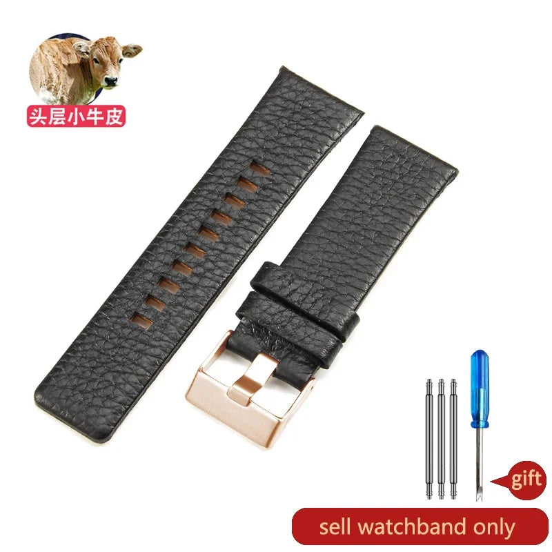 Genuine Leather Diesel Watch Strap 26–28mm (Waterproof Litchi Pattern)