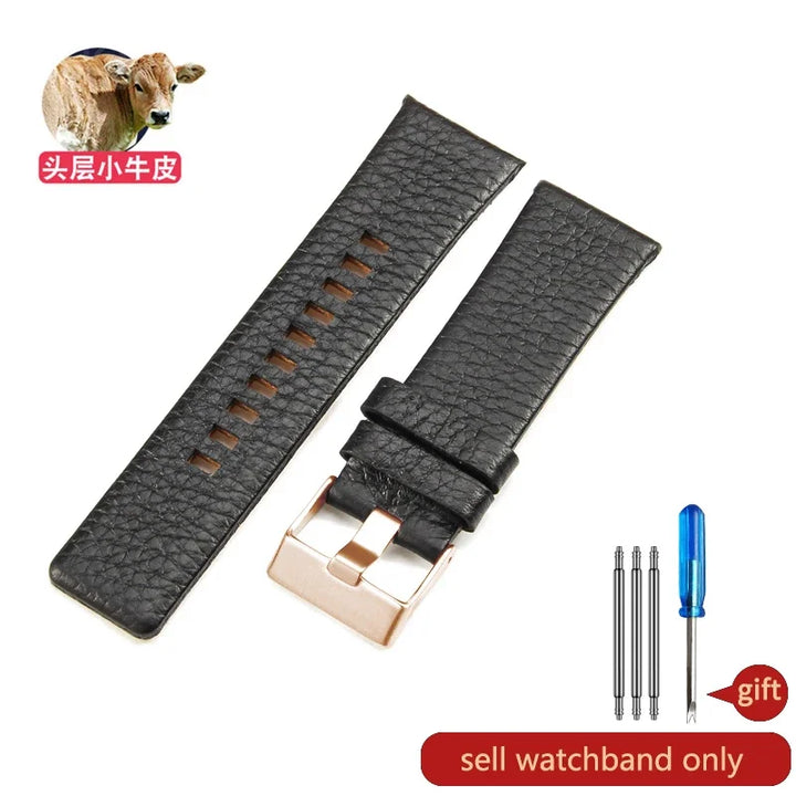 Genuine Leather Diesel Watch Strap 26–28mm (Waterproof Litchi Pattern)