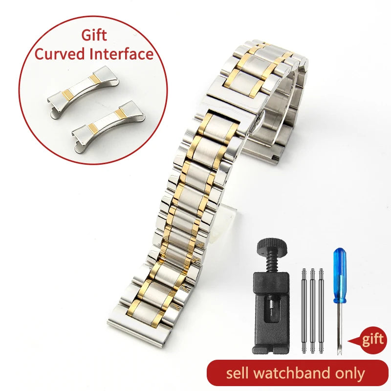 Stainless Steel Watch Strap for Tissot – 14–20mm, Silver & Rose Gold