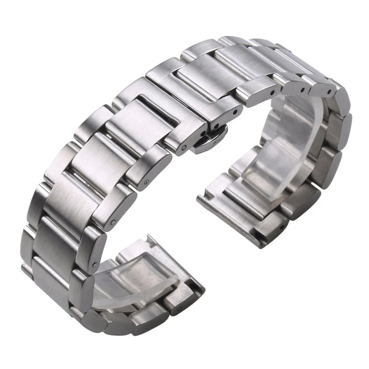 316L Stainless Steel Metal Watch Strap 18–24mm Silver