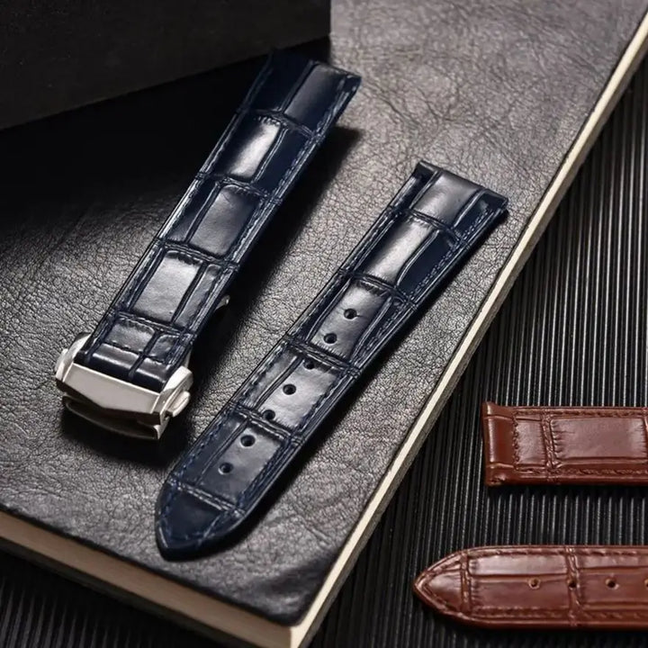 19 20 21 22mm Calfskin Leather Watch Strap For Omega 007 Seamaster 300 Speedmaster Folding Buckle Band Bracelet Accessories Men