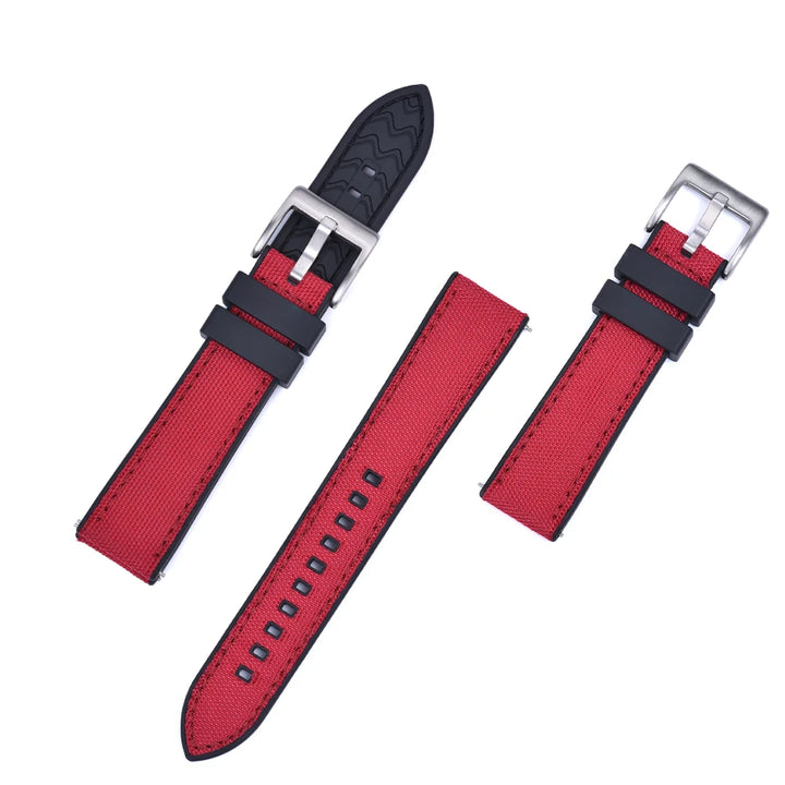 Premium Hybrid FKM Nylon Watch Band Quick Release Rubber Watch Strap 20mm 22mm Watch Strap Watch Replacement Watchband