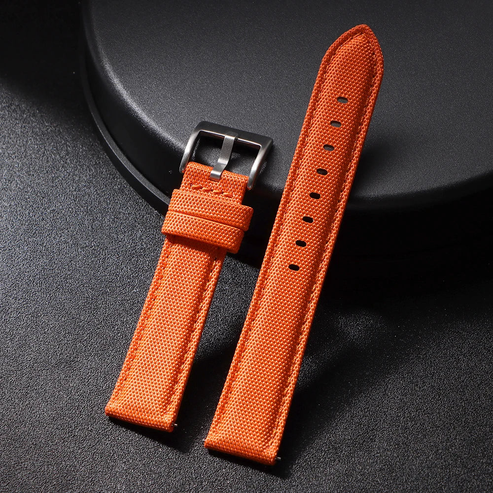 Nylon & Leather Hybrid Watch Strap (20/22mm, Quick Release)