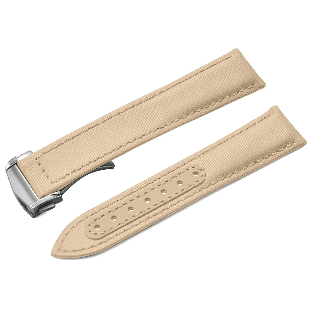 Sailcloth Nylon Watch Band 20mm 22mm Leather Sailcloth Strap For Omega Seamaster  Swatch Folding Buckle Band Universal Bracelet
