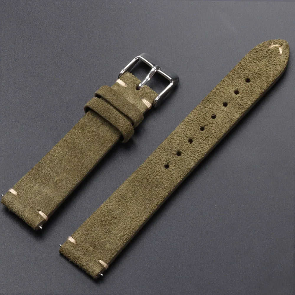 Quick Release Soft Suede Leather Watch Strap (14–22mm)