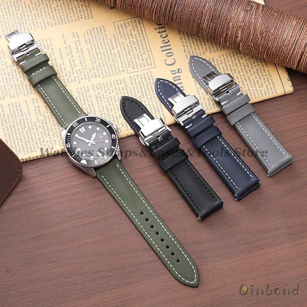 Sailcloth Nylon Watch Strap 18–22mm (Butterfly Buckle)