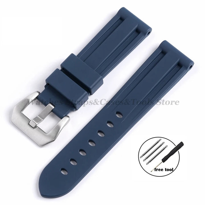 FKM Fluororubber Strap Watchband For Panerai 111 386 441 22mm 24mm Bracelet for Seiko for Tissot Men's Waterproof High Quality