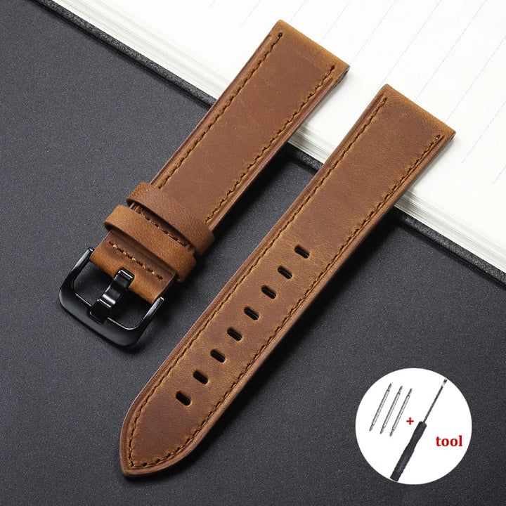 Calfskin Genuine Leather Watchbands Black Blue Watch Band 18mm 20mm 22mm 24mm Smartwatch Strap Dark Brown Watches Accessories