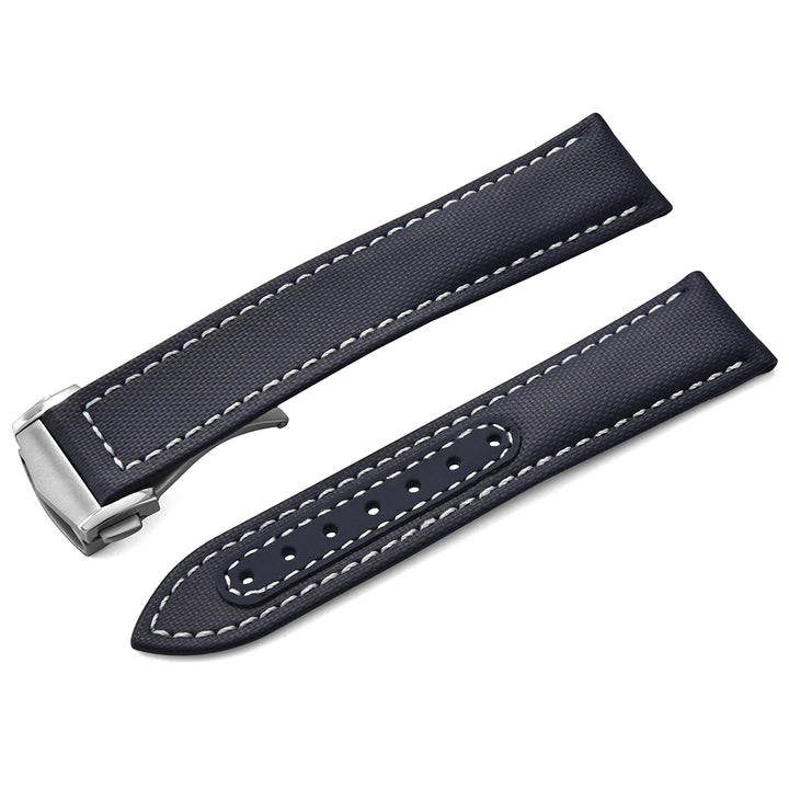 Sailcloth Nylon Watch Band 20mm 22mm Leather Sailcloth Strap For Omega Seamaster  Swatch Folding Buckle Band Universal Bracelet