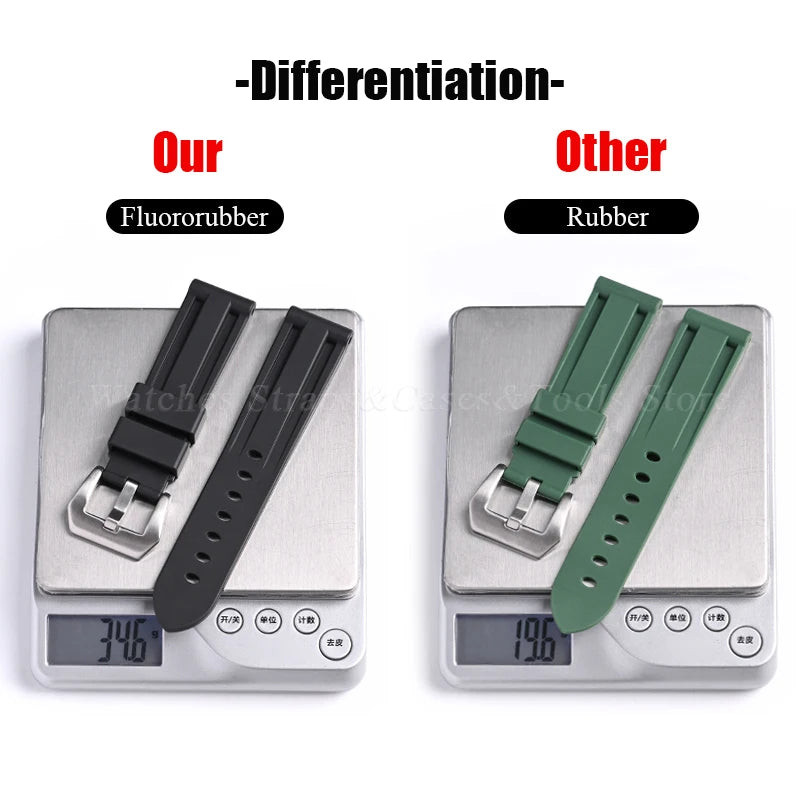 FKM Fluororubber Strap Watchband For Panerai 111 386 441 22mm 24mm Bracelet for Seiko for Tissot Men's Waterproof High Quality