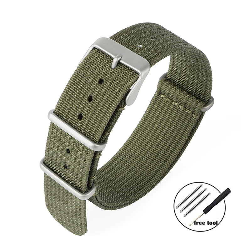 18mm 20mm 22mm High Quality Nylon Strap Military for Rolex Braid Ribbed Sport Bracelet for Samsung Galaxy Watch4/3/5 Watchband