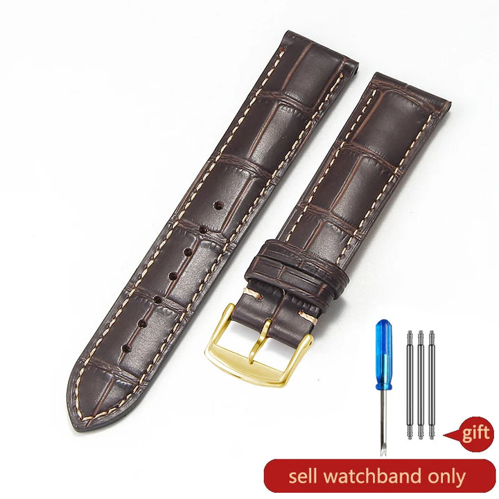 Genuine Cowhide Leather Watch Band 18–22mm for Longines Master &