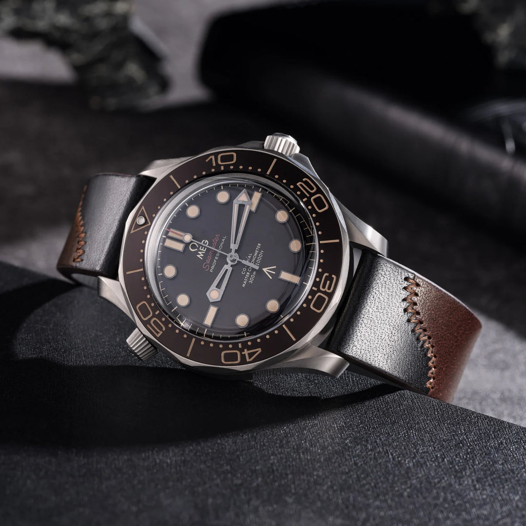 Maikes Luxury Design Bicolor Watch Strap Quick Release With Rose Gold Buckle Handmade Stitching Full Grain Leather Watch Strap