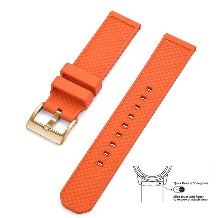 Premium Grade FPM/FKM Watch Strap 18mm 20mm 22mm New Design Fluoro Rubber Watchbands Quick Release For Each Brand Smart Watches