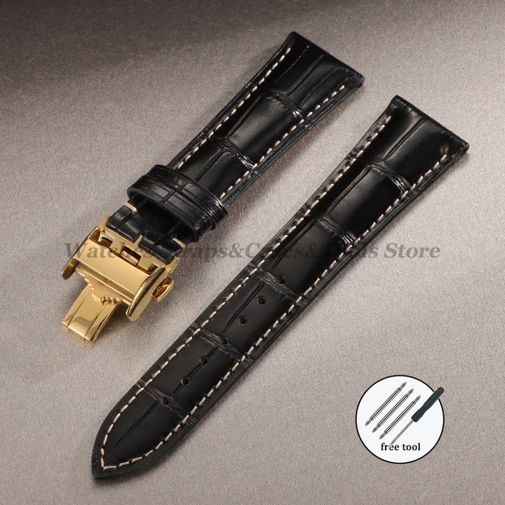 18mm 19mm 20mm 21mm 22mm Cowhide Leather Watch Strap for Longines Watch Bracelet Universal Butterfly Clasp Wristband Replacement