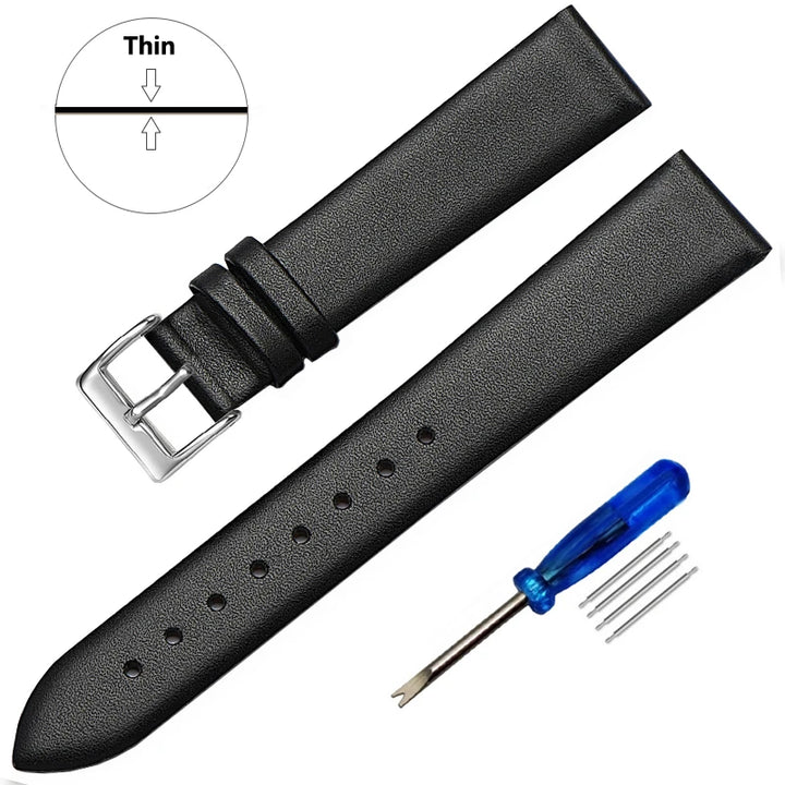 Genuine Leather Watch Strap – Smooth Finish 12–22mm