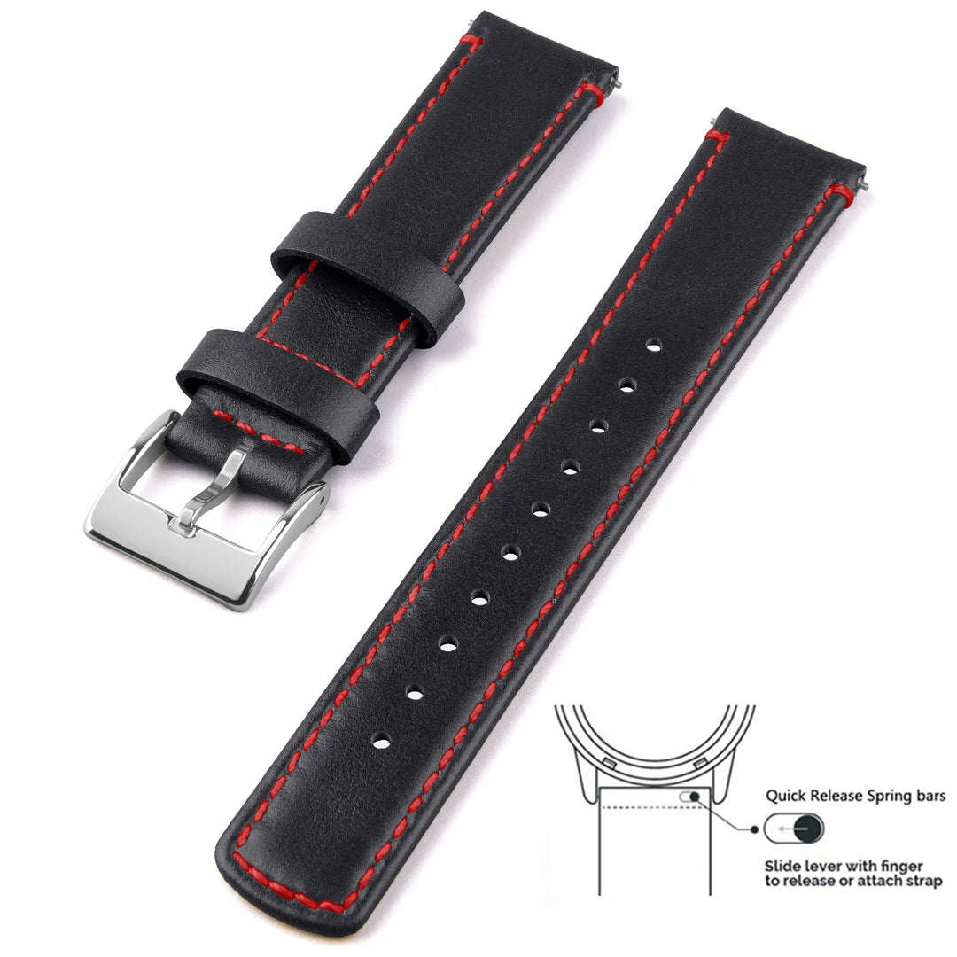 Top Grain Genuine Leather Quick Release Watch Band 20–22mm for Samsung Galaxy Watch