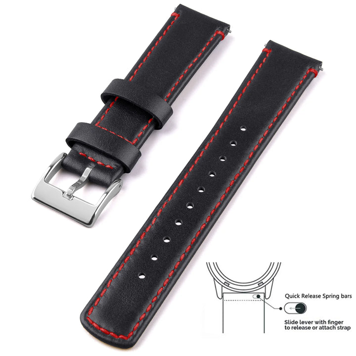 Top Grain Genuine Leather Quick Release Watch Band 20–22mm for Samsung Galaxy Watch