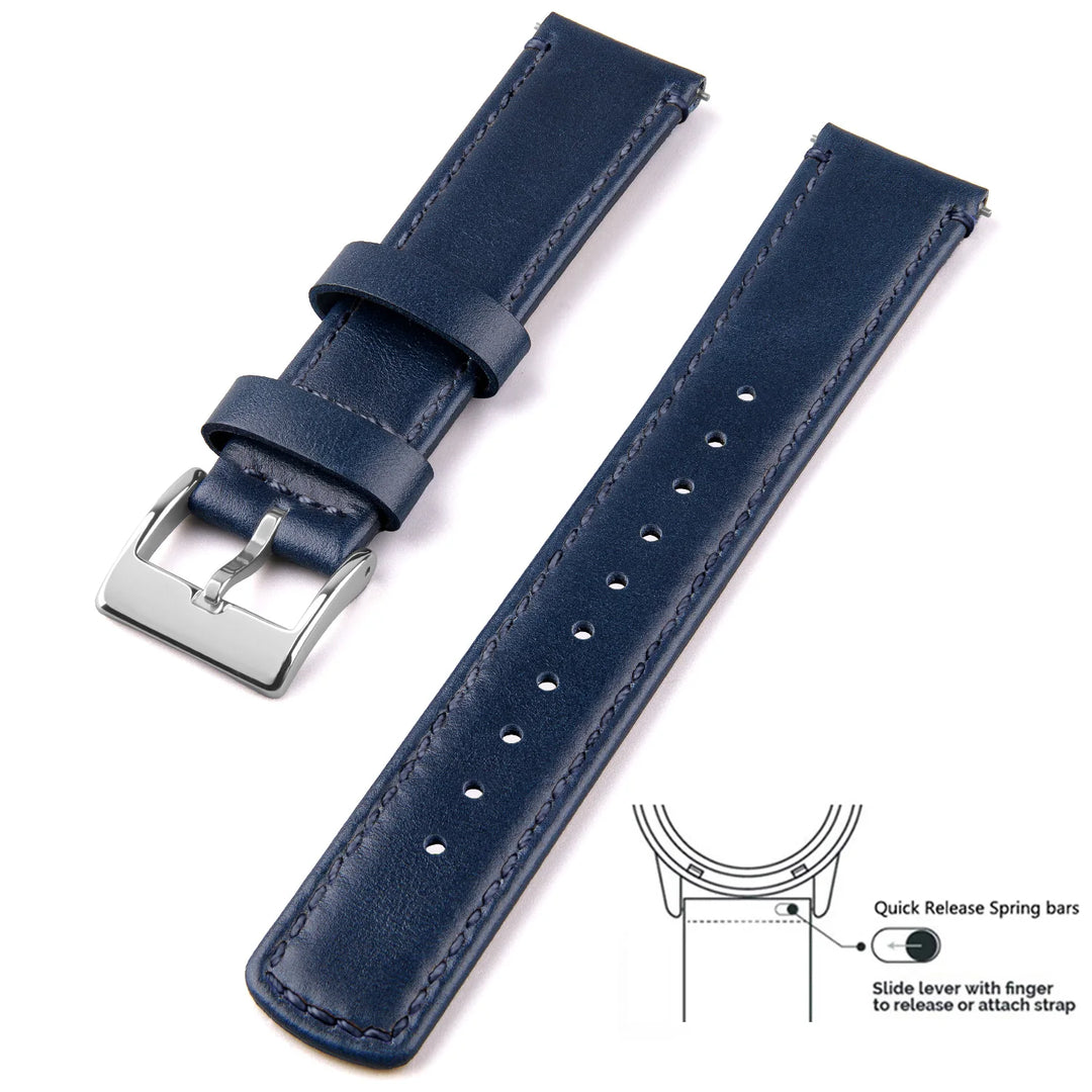 Genuine Top Grain Leather Quick Release Watch Band 20–22mm for Samsung Galaxy Watch